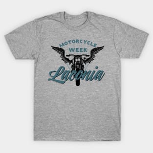 Laconia motorcycle week logo style - black and blue T-Shirt